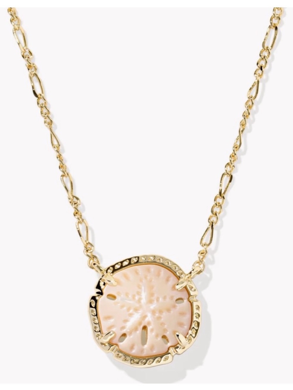 Kendra Scott Gold Necklace with Pink Sand Dollar Pendant